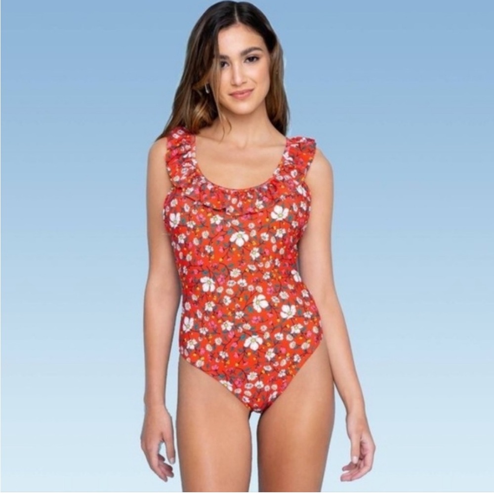 Sugar Coast by Lolli Women's Ruffled Floral One Piece Swimsuit NWT S